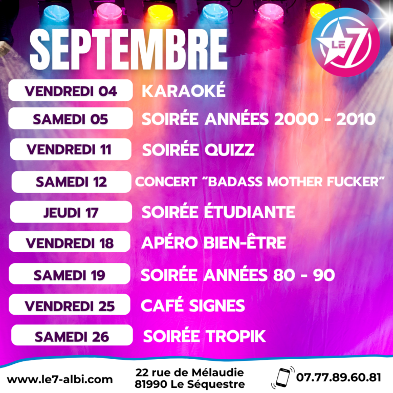 PROGRAMME SEPTEMBRE LE 7 ALBI