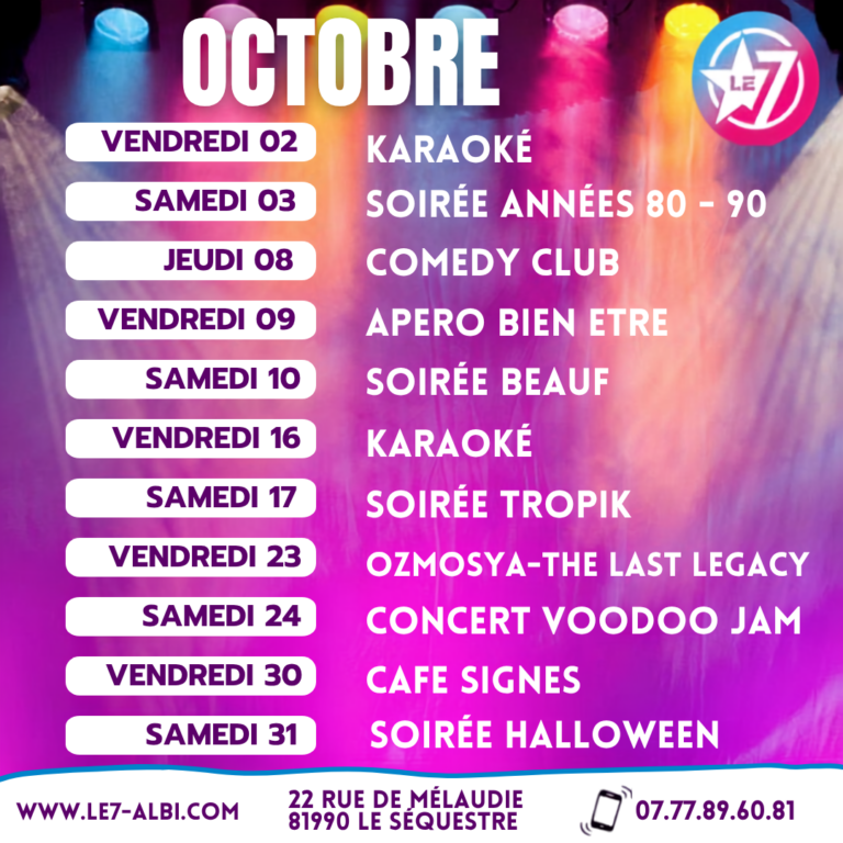 PROGRAMME OCTOBRE LE 7 ALBI